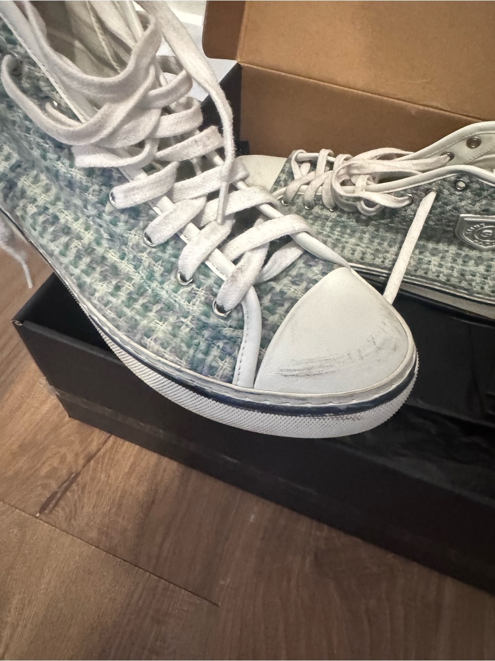Saint Laurent White High-Top Sneakers - Picture 2 of 6